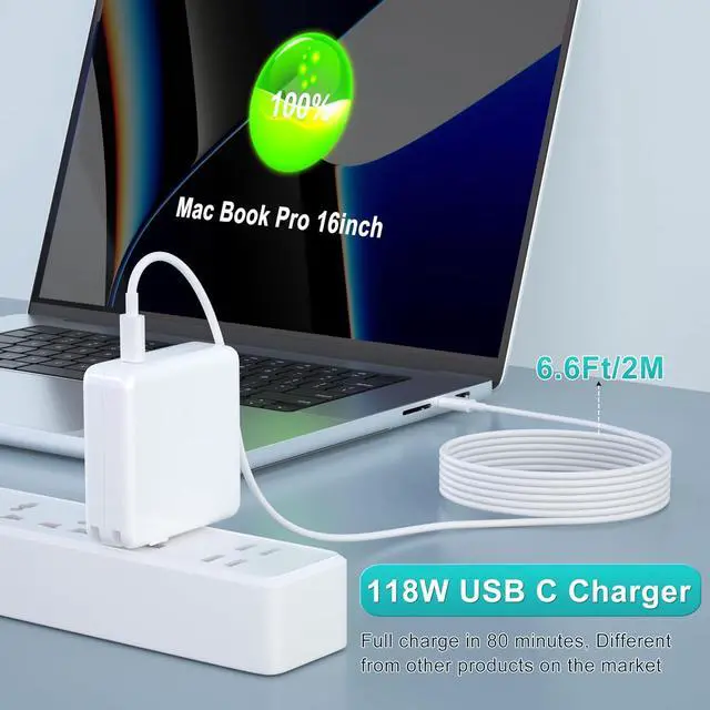 Alt view image 2 of 5 - WEGWANG 118W Mac Book Pro Charger USB C Fast Charger Adapter with Cable for MacBook Air MacBook Pro 16 15 14 13In iPad Pro Galaxy Laptop Power Adapter All USB-C Devices