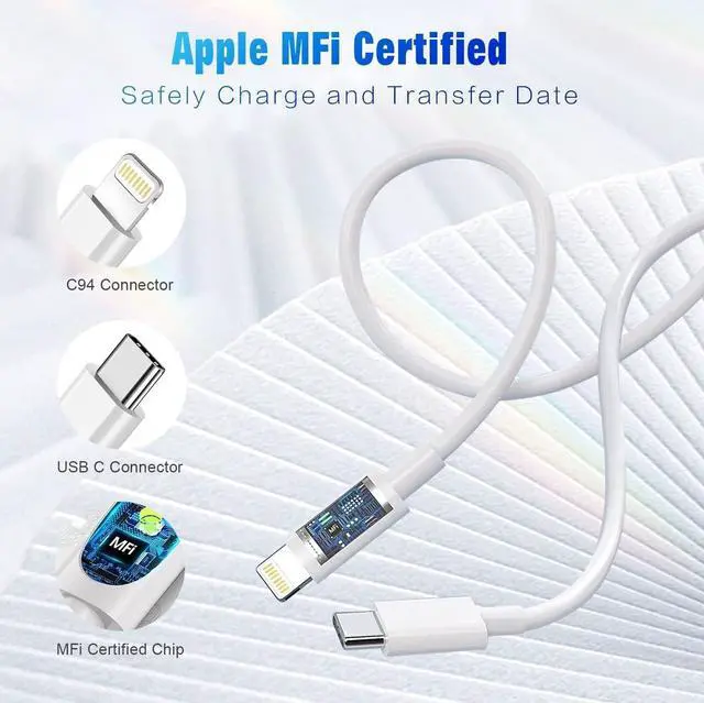 Alt view image 2 of 7 - USB C to Lightning Cable [Apple MFi Certified] 2Pack 6FT iPhone Fast Charger Cable Power Delivery Type C Charging Cord Compatible with iPhone 14 13 12 11 Pro Max X XS XR 8 7 6s Plus SEWhite