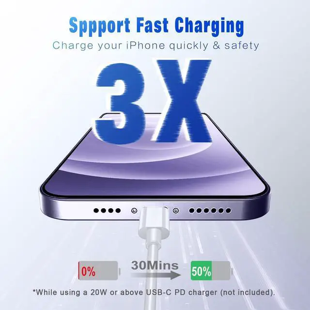 Alt view image 5 of 7 - USB C to Lightning Cable [Apple MFi Certified] 2Pack 6FT iPhone Fast Charger Cable Power Delivery Type C Charging Cord Compatible with iPhone 14 13 12 11 Pro Max X XS XR 8 7 6s Plus SEWhite