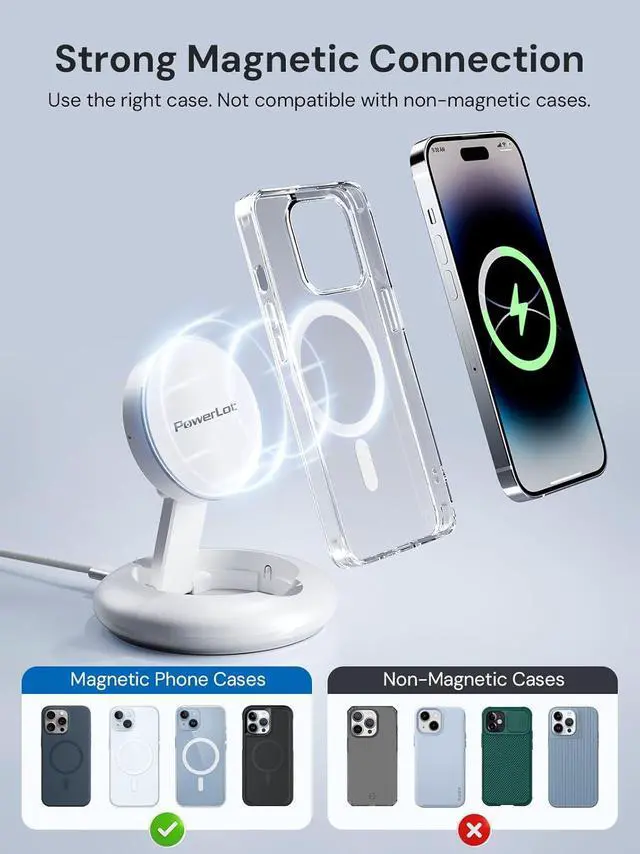 Alt view image 5 of 7 - Wireless Charger 15W Fast Qi2-Certified Wireless Charging Station Compatible with iPhone 16/15 /15 Plus / 15 Pro /15 Pro Max /14/13 /12 Qi2 Enabled Devices (20W PD Charger Included)
