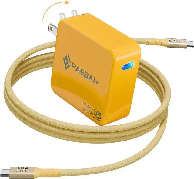 Main image of 100W USB C Charger GaN Foldable Compact Wall Fast Charger for MacBook Pro MacBook Air  XPS iPhone 16 15 Series  Galaxy iPad Pro and All USB-C Devices 6.6ft Type C Cable