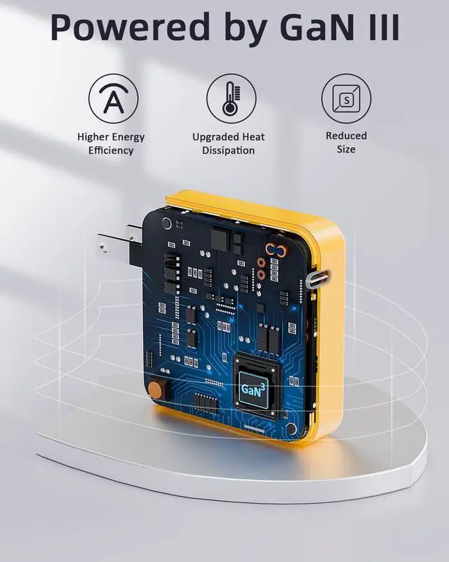 Alt view image 6 of 7 - 100W USB C Charger GaN Foldable Compact Wall Fast Charger for MacBook Pro MacBook Air  XPS iPhone 16 15 Series  Galaxy iPad Pro and All USB-C Devices 6.6ft Type C Cable