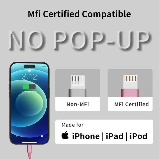 Alt view image 5 of 7 - USB C to Light-ning Cable(3FT/6FT/10FT 3Pack)[MFi Certified] iPhone Charger Cord Fast Charging Type C to Light-ning Cable Compatible with iPhone 14 13 12 11 Pro Max X XS XR 8 7 6s Plus SE