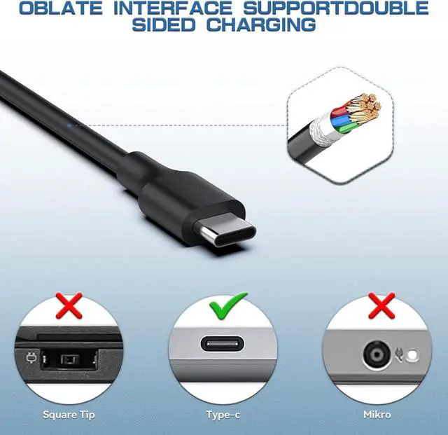 Alt view image 4 of 7 - 100W Laptop Charger USB Type C Chromebook Charger for MacBook Pro/Air  Latitude  ThinkPad HP Spectre X360  Chromebook  Chromebook USB C Power Supply Adapter