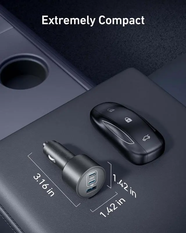 Alt view image 6 of 7 - iPhone 16 USB-C Car Charger 167.5W Max 3-Port Ultra-Compact Type-C Fast Car Charger for MacBook Pro/Air iPhone 15/14/13 Series  S24/S23 iPad Pro AirPods and More