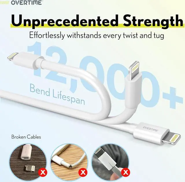 Alt view image 4 of 7 - iPhone Lightning Cable MFI Certified Portable & Smart USB-A to Lightning Charging Cable Fast  Charging Cord 4ft iPhone Charger Cord Compatible with iPhone | iPad | iPod - White