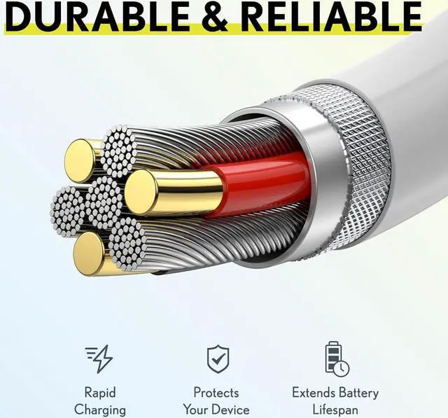 Alt view image 6 of 7 - iPhone Lightning Cable MFI Certified Portable & Smart USB-A to Lightning Charging Cable Fast  Charging Cord 4ft iPhone Charger Cord Compatible with iPhone | iPad | iPod - White