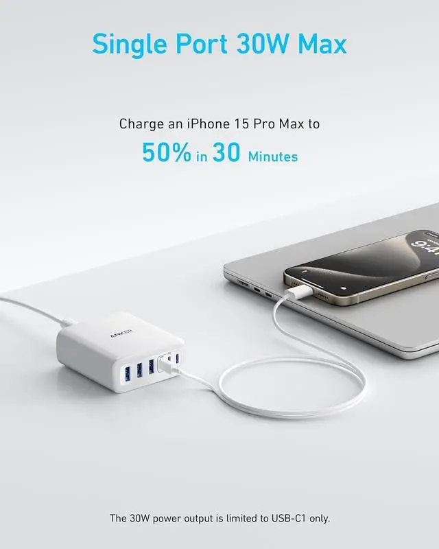Alt view image 3 of 7 - Desktop Charger Fast Charging USB C Charger 112W Max 6-Port Charging Station for iPhone iPad MacBook  and More (Cable Not Included)