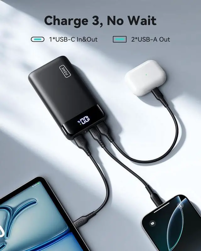 Alt view image 4 of 7 - Portable Charger 22.5W 20000mAh USB C in & Out Power Bank Fast Charging PD 3.0+QC 4.0 LED Display Phone Battery Pack Compatible with iPhone 16 15 14 13 Pro  S23 Google iPad Tablet etc