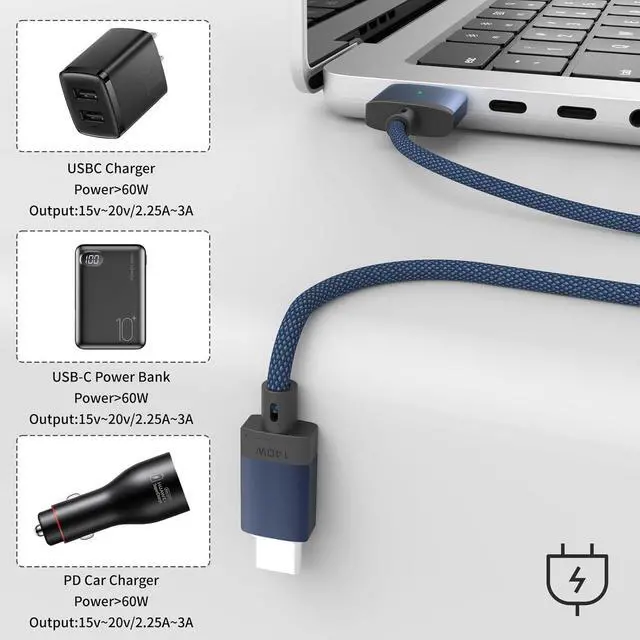 Alt view image 3 of 6 - USB-C to Magnetic 3 Cable Compatible with Magsafe Charging Cable for 14 16 MacBook Pro 2024 M3 Pro & Max MacBook Air 2022 M2 MacBook Pro 2023 M2 Pro & Max - 6.6ft