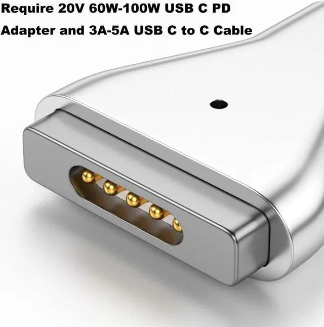 Alt view image 2 of 6 - USB-C to Magnetic tip Charging Adapter Female Type C to Male Magnetic2 Converter 100W PD Power Charger Connector Tip for Mac Book Air/Mac Book Pro 11 inch & 13 inch Retina Display(After 2012-2017)