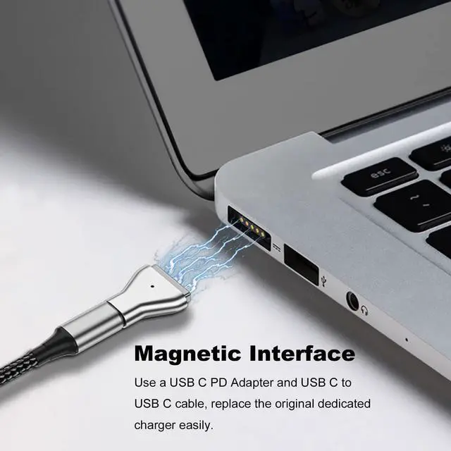 Alt view image 3 of 6 - USB-C to Magnetic tip Charging Adapter Female Type C to Male Magnetic2 Converter 100W PD Power Charger Connector Tip for Mac Book Air/Mac Book Pro 11 inch & 13 inch Retina Display(After 2012-2017)