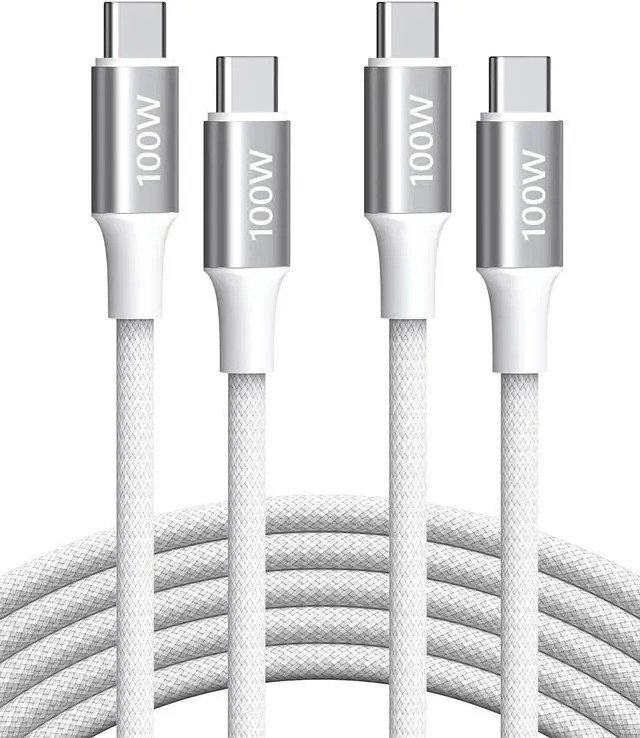 Main image of 100W USB C to USB C Cable for MacBook Pro/Air (2023-2018) iPhone 16/15 Series iPad Pro/Air Nylon Braided Type-C Fast Charging Cord (6.6ft 2-Pack)