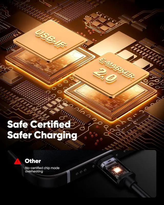 Alt view image 5 of 7 - 100W USB C to USB C Cable for MacBook Pro/Air (2023-2018) iPhone 16/15 Series iPad Pro/Air Nylon Braided Type-C Fast Charging Cord (6.6ft 2-Pack)