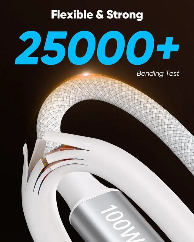 Alt view image 6 of 7 - 100W USB C to USB C Cable for MacBook Pro/Air (2023-2018) iPhone 16/15 Series iPad Pro/Air Nylon Braided Type-C Fast Charging Cord (6.6ft 2-Pack)