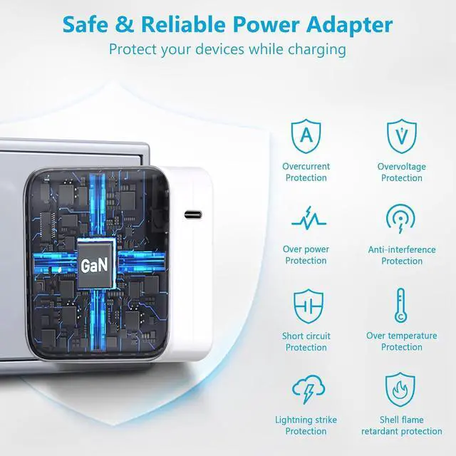 Alt view image 2 of 7 - Mac Book Pro Charger-100W USB C Charger Fast Charging for MacBook Pro/MacBook Air 16 15 14 13 Inch iPad Pro and All USB C Device Travel Computer Power Adapter Cord with 5A USB C-C Charger Cable