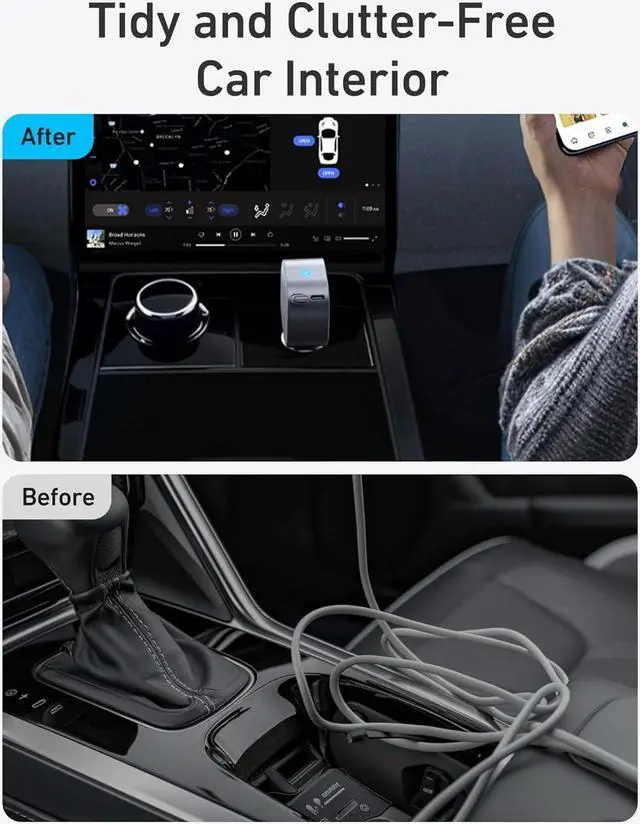 Alt view image 5 of 6 - USB-C Car Charger 75W Max Ultra-Compact Type-C Fast Car Charger with Built-in Retractable Cable Car Adapter for iPhone 16/15/14 Series MacBook Pro/Air iPad Galaxy AirPods and More