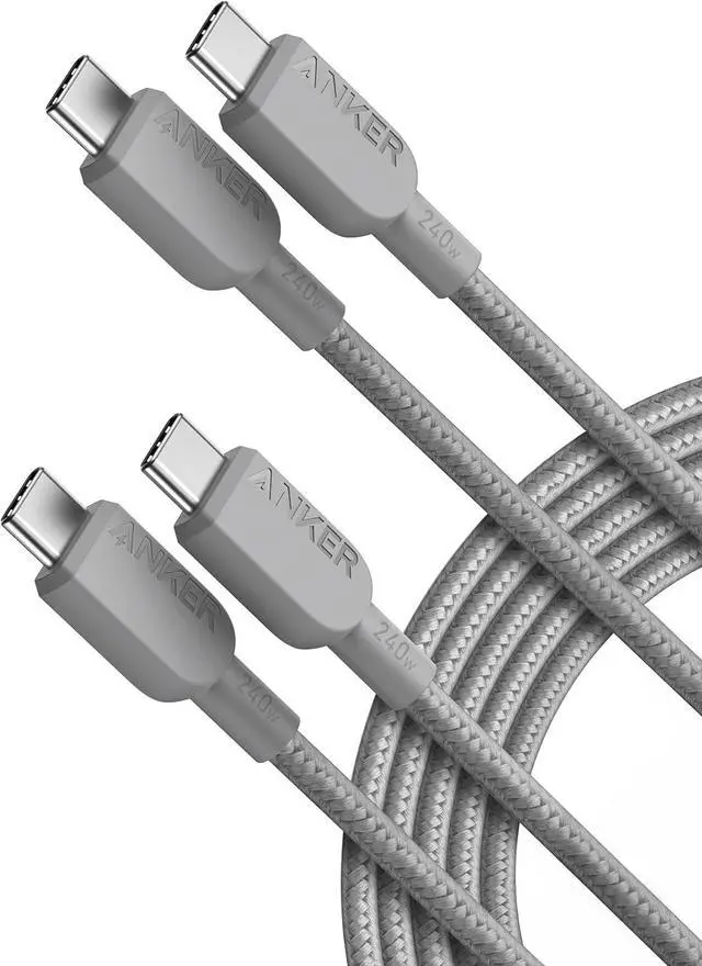 Main image of USB C to USB C Cable (2Pack 10FT) 240W Type-C Fast Charging Cord for iPhone 17/16 Series MacBook Pro 2020 iPad Air 4 and More (Grey)