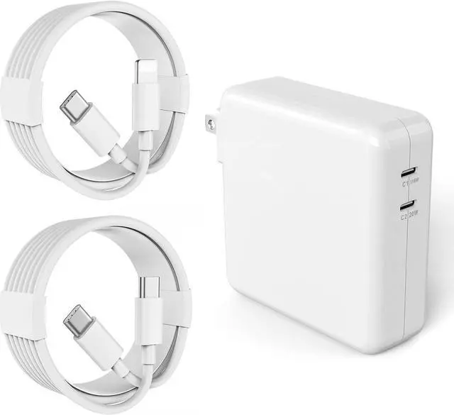 Main image of MacBook Pro USB C Charger 138W 2 Port Power Adapter Compatible with MacBook Pro 16 15 14 13 Inch MacBook Air 13 Inch iPad Pro and More USB C Devices Include 2 Cables