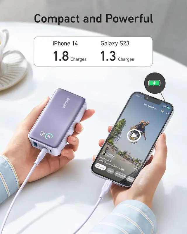 Alt view image 3 of 6 - Power Bank Power IQ 3.0 Portable Charger with PD 30W Max Output (PowerCore 30W) 10 000mAh Battery Pack for iPhone 15/15 Plus/15 Pro/15 Pro Max MacBook   Surface and More