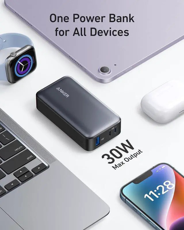 Alt view image 4 of 6 - Power Bank Power IQ 3.0 Portable Charger with PD 30W Max Output (PowerCore 30W) 10 000mAh Battery Pack for iPhone 15/15 Plus/15 Pro/15 Pro Max MacBook   Surface and More