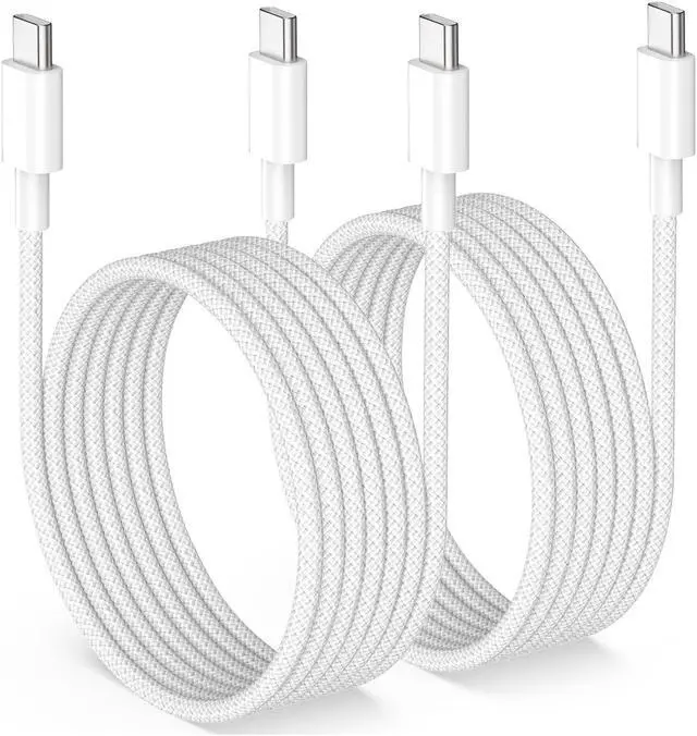 Main image of USB C to USB C Cable 6FT Braided for MacBook Pro/Air Charger Cord for iPhone 16 15 Pro Max Apples iPad  Galaxy S24 S23 Google Pixel 9/8 Laptop 2Pack 60W USBC Type-C Fast Charging Wire