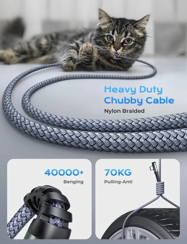 Alt view image 6 of 7 - 240W USB C to USB C Cable Right Angle [10FT] C to C Cable Fast Charging USBC to USBC Charger Cord Type C Fits iPhone 16 15 Pro Max Plus MacBook iPad Pro  Galaxy S25 Pixel All Devices