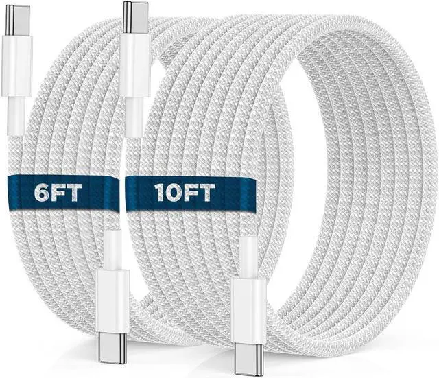 Main image of USB C to USB C Cable 6FT+10FT 2Pack 60W iPhone 16 15 Charger Cord Long Type C to C Cable Fast Charging for Apple iPhone 16 15/Pro/Pro Max/Plus/iPad Pro Air/MacBook/Air/Mini/ Galaxy S24/S23