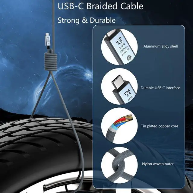 Alt view image 6 of 6 - MacBook Charger Cable 5Ft 240W USB-C Fast Charging Cord for MacBook Pro 13 14 15 16 inch MacBook Air 13 15 Mac Studio iMac Retina Mac Mini iPad Pro 11 12.9 iPad Air 4th 5th iPhone 15 Pro Max