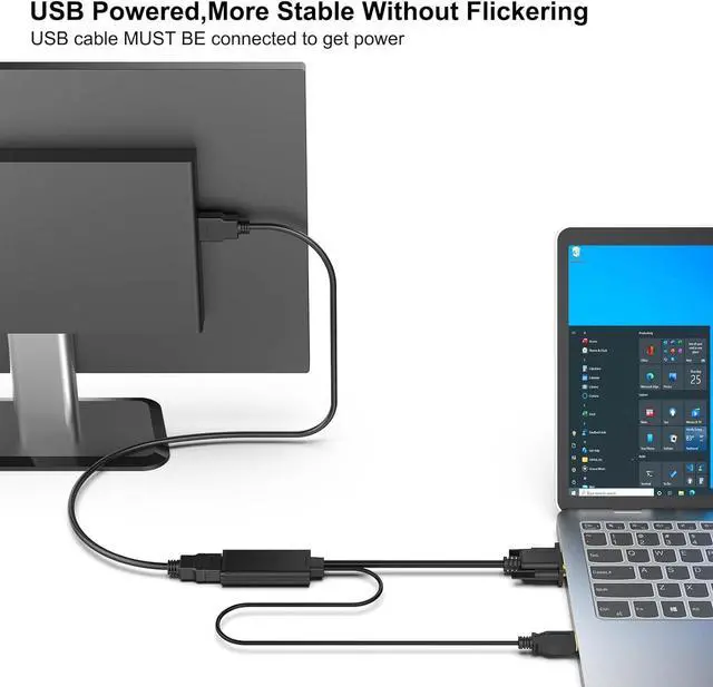 Alt view image 2 of 7 - HDMI to VGA Adapter Cable Haokiang 6ft/1.8m Gold-Plated 1080P HDMI Male to VGA Male Active Video Converter Cord Support Notebook PC DVD Player Laptop HDTV to D-SUB HD 15 Pin VGA Monitors Projector