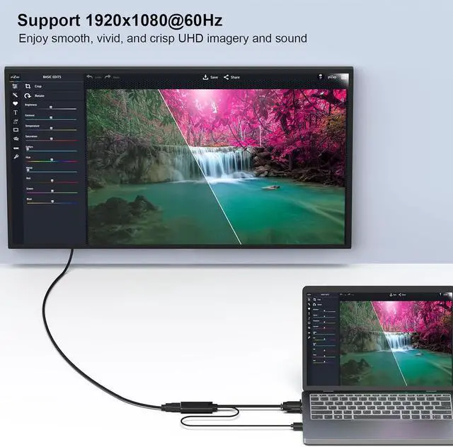 Alt view image 5 of 7 - HDMI to VGA Adapter Cable Haokiang 6ft/1.8m Gold-Plated 1080P HDMI Male to VGA Male Active Video Converter Cord Support Notebook PC DVD Player Laptop HDTV to D-SUB HD 15 Pin VGA Monitors Projector