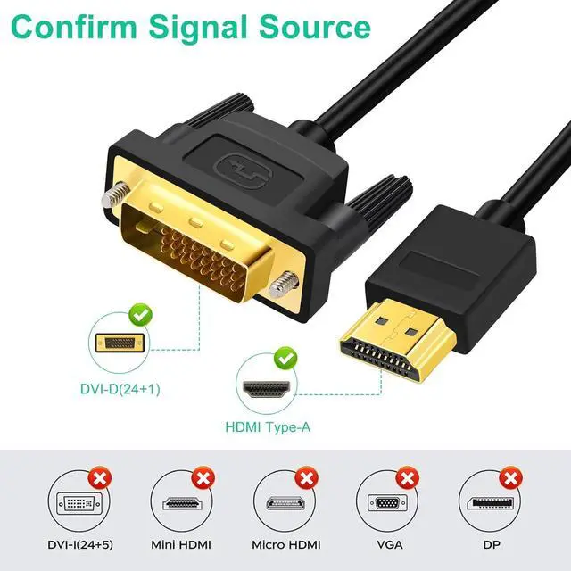 Alt view image 5 of 7 - HDMI A to DVI Adapter Cable Bi-Directional 1080P DVI-D 24+1 to HDMI Cable Male to Male Gold-Plated HDMI to DVI for Raspberry Pi  Xbox One PS4 PS3 Graphics Card (10 Feet)