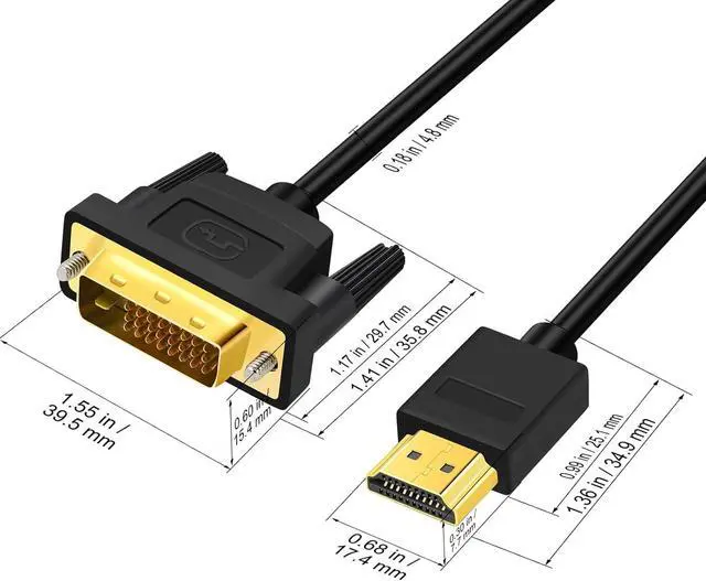 Alt view image 7 of 7 - HDMI A to DVI Adapter Cable Bi-Directional 1080P DVI-D 24+1 to HDMI Cable Male to Male Gold-Plated HDMI to DVI for Raspberry Pi  Xbox One PS4 PS3 Graphics Card (10 Feet)