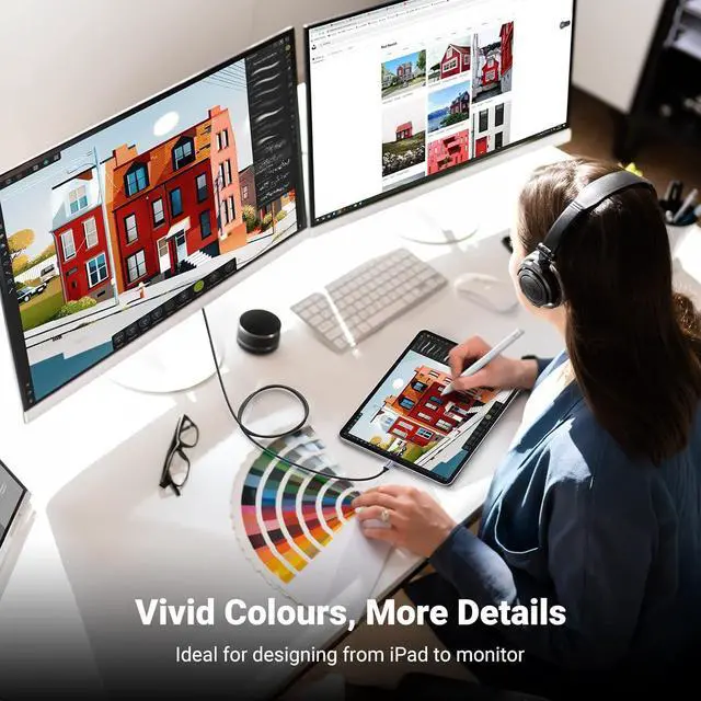 Alt view image 4 of 7 - USB C to HDMI Cable (4K@60Hz) 3.3FT Type C Thunderbolt 4/3 to HDMI for Home Office Compatible with iPhone 16 Pro Max Plus MacBook Pro Air iPad Pro XPS Galaxy S24 Steam Deck