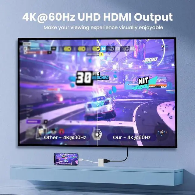 Alt view image 3 of 7 - USB-C Digital AV Multiport Adapter USB C to HDMI Adapter for iPhone 16/15 to TV 4K@60Hz Video & Audio Sync Screen Converter Adapter for iPhone 16/15 Series/MacBook/iPad Pro MFi Certified