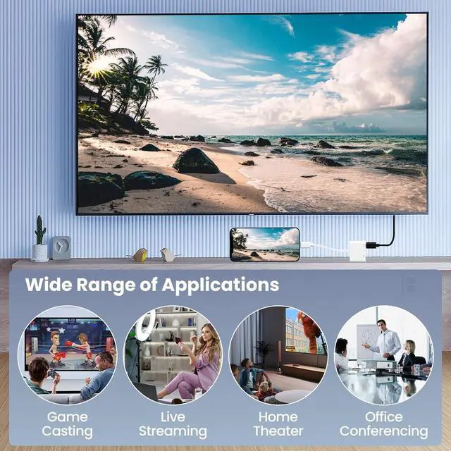 Alt view image 6 of 7 - USB-C Digital AV Multiport Adapter USB C to HDMI Adapter for iPhone 16/15 to TV 4K@60Hz Video & Audio Sync Screen Converter Adapter for iPhone 16/15 Series/MacBook/iPad Pro MFi Certified