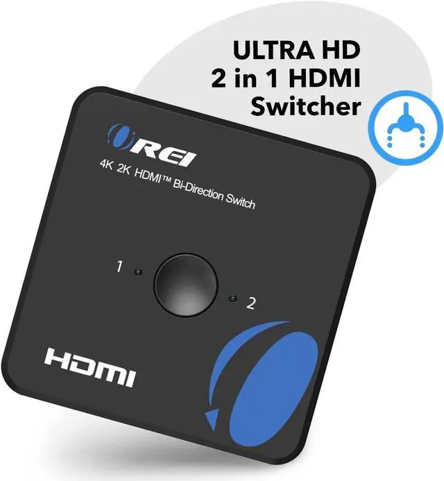 Alt view image 2 of 7 - HDMI Switch 4K HDMI Splitter - 2x1 Bi Directional - 4:4:4 8-bit - HDMI 2.0 HDCP 2.2 18 Gbps 4K @ 60Hz HDMI UltaHD High Resolution Switch Between 2 Inputs or Toggle Displays (UHDS-212)