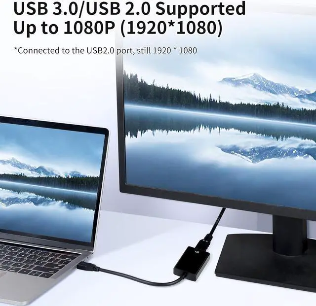 Alt view image 3 of 7 - USB to HDMI Adapter USB 3.0/2.0 to HDMI 1080P Video Audio Converter USB Video Adapter USB A to HDMI Adapter Multiple for Desktop PC TV Compatible with Windows XP 7/8/ 8.1/10