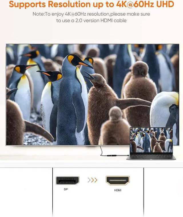 Alt view image 4 of 7 - Active DP to HDMI 4K 60Hz DisplayPort to HDMI Adapter Support UHD 4K @60Hz Audio/Video Eyefinity Multi-Screen Compatible Black