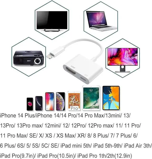 Alt view image 5 of 7 - [Apple MFi Certified] Lightning to HDMI Adapter No Power Needed 1080P Video & Audio Sync Screen Converter with Lightning Charging Port iPhone to HDMI Adapter Compatible with iOS
