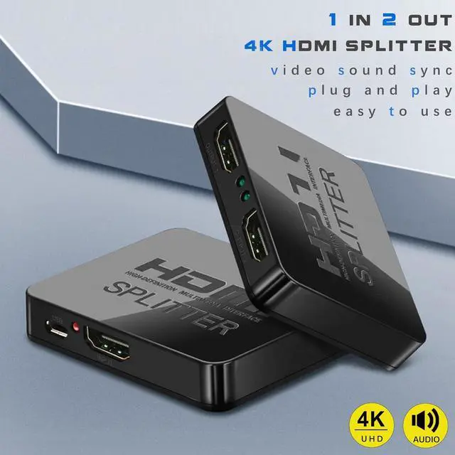 Alt view image 5 of 6 - HDMI Splitter 1 in 2 Out 4K with Audio Synchronization HDMI Hub HDMI Splitter for Dual Monitors Mirror Display Laptop for MacBook PC Desktop Dual HDMI Adapter for 2 Monitor Displays Multi-Screen