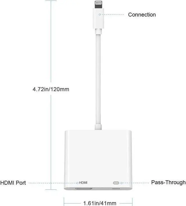 Alt view image 7 of 7 - [Apple MFi Certified] Lightning to HDMI Adapter Lightning to Digital AV Adapter 1080P Sync Screen iPhone HDMI Adapter Compatible with Lightning Port Devices for Projector/Monitor/TV