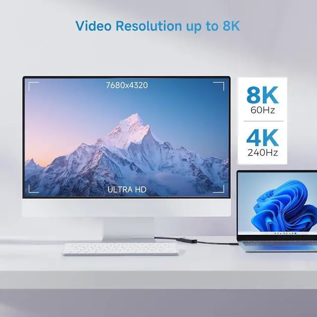 Alt view image 3 of 6 - [Designed for  Surface] USB C to HDMI 2.1 Adapter Supports 4K@240hz 8K@60hz HDR Compatible with Surface Pro/Laptop/Book with USBC or Thunderbolt 4