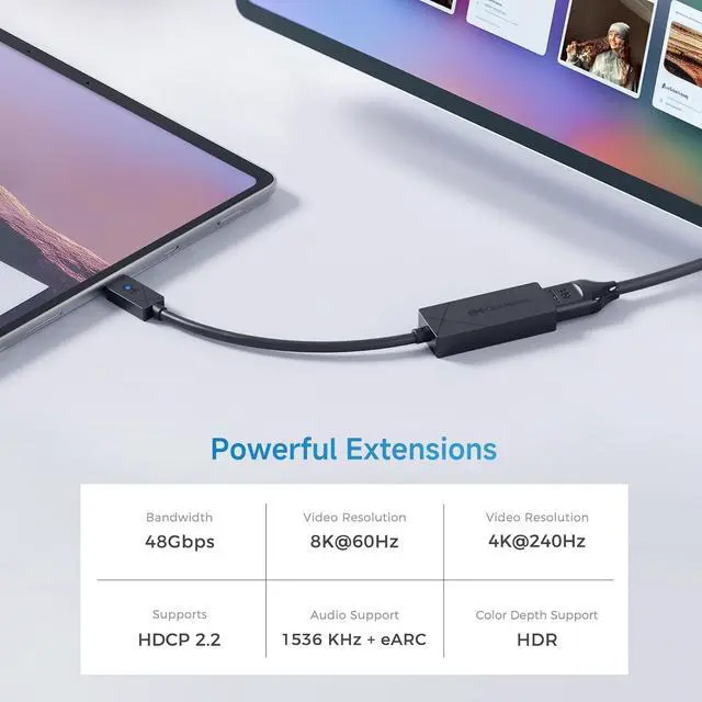 Alt view image 4 of 6 - [Designed for  Surface] USB C to HDMI 2.1 Adapter Supports 4K@240hz 8K@60hz HDR Compatible with Surface Pro/Laptop/Book with USBC or Thunderbolt 4