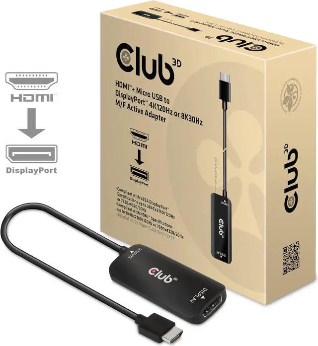 Alt view image 3 of 7 - CAC-1335 HDMI 2.1 to DisplayPort 1.4 4K120Hz or 8K30Hz M/F Active Adapter