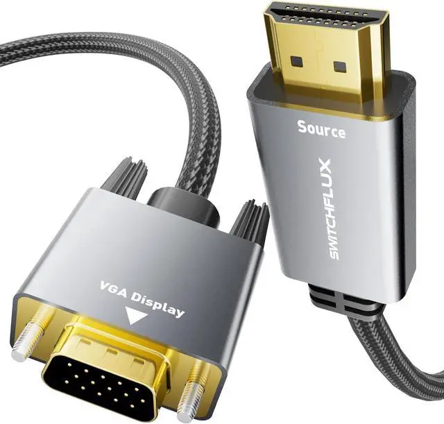 Main image of HDMI to VGA Adapter Cable 6FT [Metal Case Nylon Cable] 1080P@60Hz HDMI Male to VGA Male Uni-Directional Braided Cord for Computer Laptop Monitor  Xbox Graphics Card More