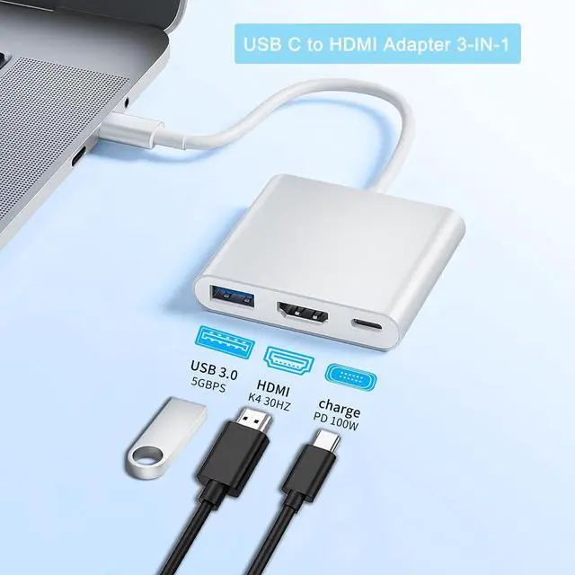 Alt view image 3 of 6 - [MFi Certified] USB C to HDMI Adapter for iPhone 15 to TV 4K Video Audio Sync Screen Converter Digital AV Adapter Type-C Port for iPhone 15/15Pro/Max to HDTV Projector Monitor