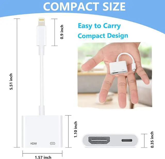 Alt view image 2 of 7 - Apple MFi Certified Apple Lightning to HDMI Adapter Apple Lightning to Digital AV Adapter 1080P Sync Screen with Lightning Charging Port for iPhone/iPad/TV/Projector/Monitor