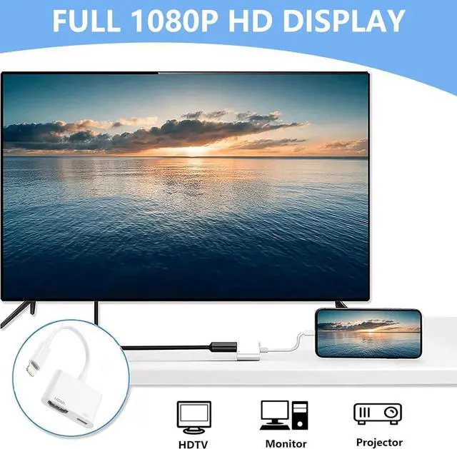 Alt view image 5 of 7 - Apple MFi Certified Apple Lightning to HDMI Adapter Apple Lightning to Digital AV Adapter 1080P Sync Screen with Lightning Charging Port for iPhone/iPad/TV/Projector/Monitor