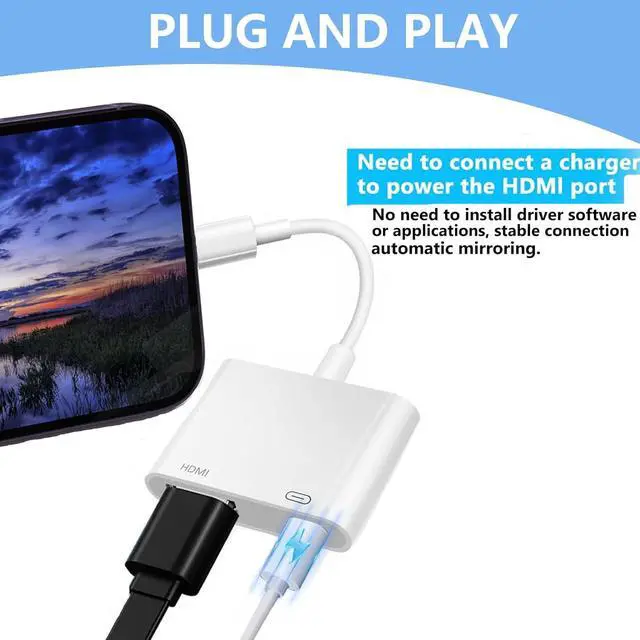 Alt view image 6 of 7 - Apple MFi Certified Apple Lightning to HDMI Adapter Apple Lightning to Digital AV Adapter 1080P Sync Screen with Lightning Charging Port for iPhone/iPad/TV/Projector/Monitor